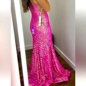 Jovani beaded formal gown. Beautiful pink, one shoulder gown. Size 6